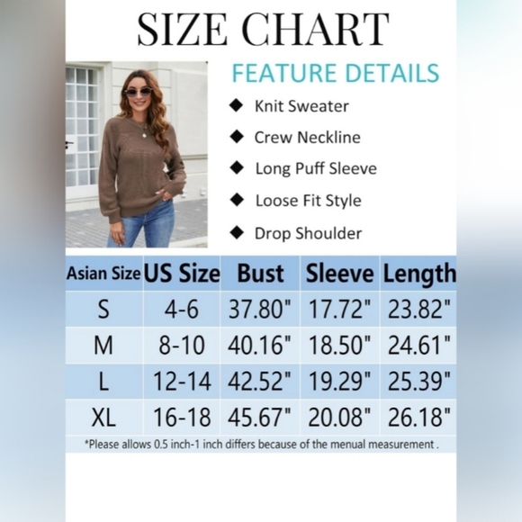 🍂Women's Long Sleeve Oversized Crew Neck Chunky - Picture 5 of 5